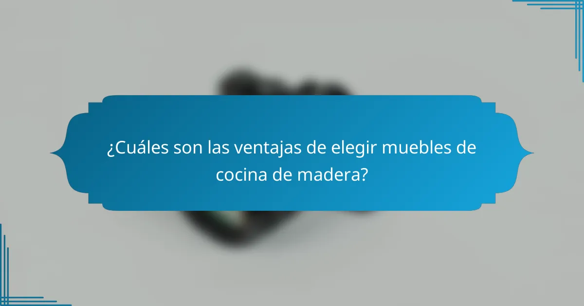 ¿Cuáles son las ventajas de elegir muebles de cocina de madera?